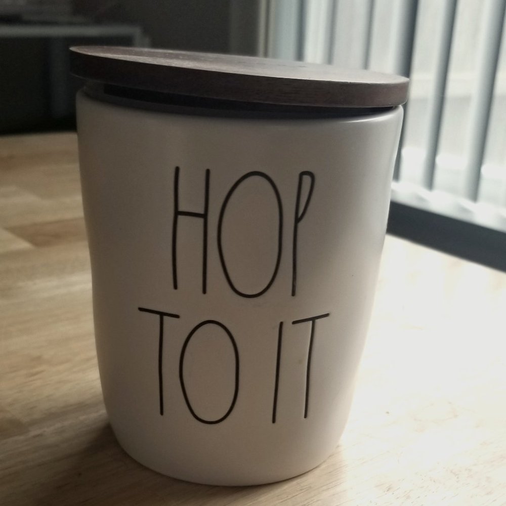 Rae Dunn Hop to It cellar canister